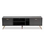 Meuble TV Kelson en bois pour téléviseurs jusqu'à 55" gris foncé/or - Baxton Studio : Console moderne avec rangement