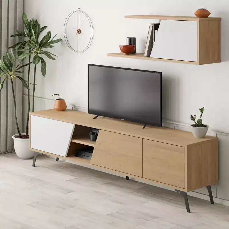 Meuble TV Niche pour TV jusqu'à 70" Chêne Clair