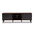 Samuel Finished TV Stand for TVs up to 55", Engineered Wood Walnut Brown/Dark Gray - Baxton Studio