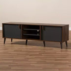 Meuble télé Samuel pour téléviseurs jusqu'à 55", en bois composite noyer/gris foncé - Baxton Studio