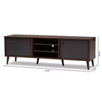 Meuble télé Samuel pour téléviseurs jusqu'à 55", en bois composite noyer/gris foncé - Baxton Studio