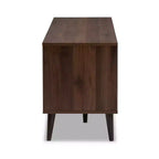 Meuble télé Samuel pour téléviseurs jusqu'à 55", en bois composite noyer/gris foncé - Baxton Studio