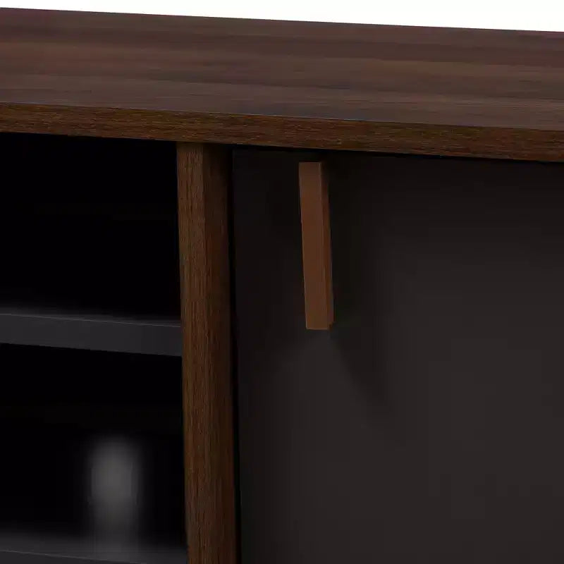 Meuble télé Samuel pour téléviseurs jusqu'à 55", en bois composite noyer/gris foncé - Baxton Studio