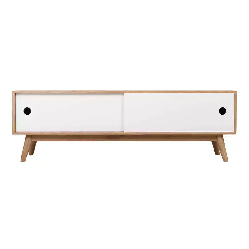 Abacus Storage TV Stand for TVs up to 67" Oak/White - Universal Expert: Sideboard with Cable Management