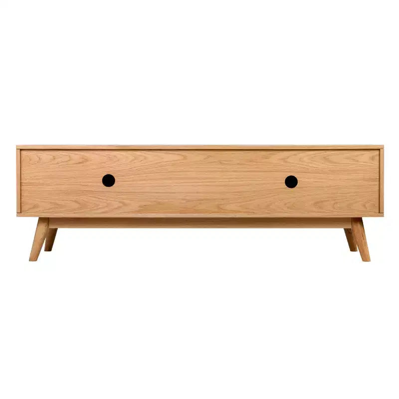 Meuble TV Abacus pour téléviseurs jusqu'à 67" chêne/blanc - Universal Expert : Buffet avec gestion des câbles