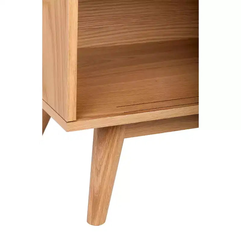 Meuble TV Abacus pour téléviseurs jusqu'à 67" chêne/blanc - Universal Expert : Buffet avec gestion des câbles
