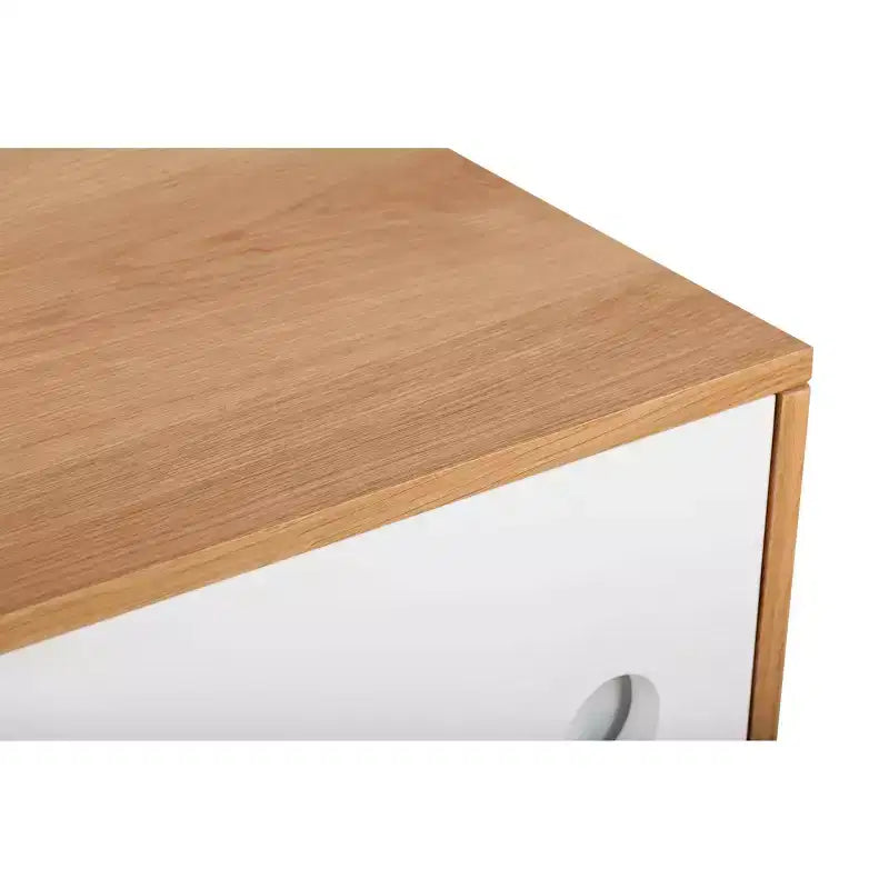 Meuble TV Abacus pour téléviseurs jusqu'à 67" chêne/blanc - Universal Expert : Buffet avec gestion des câbles