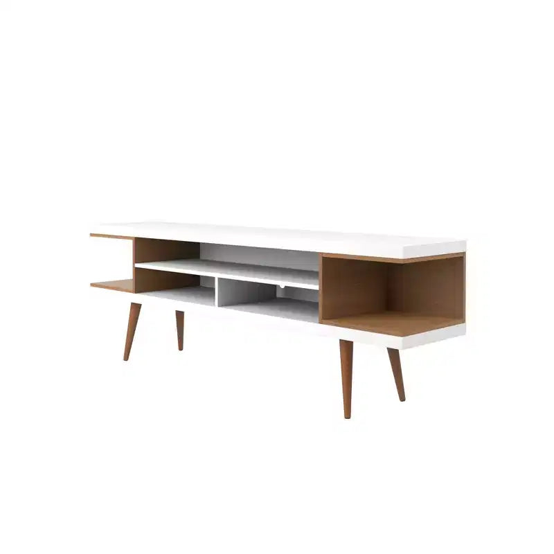 Meuble TV Utopia 70,47" pour téléviseurs jusqu'à 65" Blanc Brillant/Crème Érable - Manhattan Comfort : Console Moderne avec Rangement