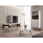 Meuble TV Utopia 70,47" pour téléviseurs jusqu'à 65" Blanc Brillant/Crème Érable - Manhattan Comfort : Console Moderne avec Rangement