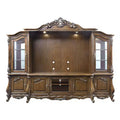 121" Latisha Tv Entertainment Centers Antique Oak - Acme Furniture: Wood Frame, Tempered Glass, Fixed Shelves