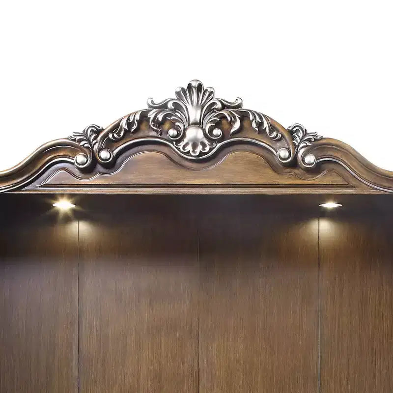 Meuble TV 121" Latisha Centres de divertissement chêne antique - Acme Furniture : cadre en bois, verre trempé, étagères fixes