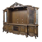 Meuble TV 121" Latisha Centres de divertissement chêne antique - Acme Furniture : cadre en bois, verre trempé, étagères fixes