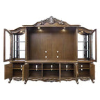 Meuble TV 121" Latisha Centres de divertissement chêne antique - Acme Furniture : cadre en bois, verre trempé, étagères fixes