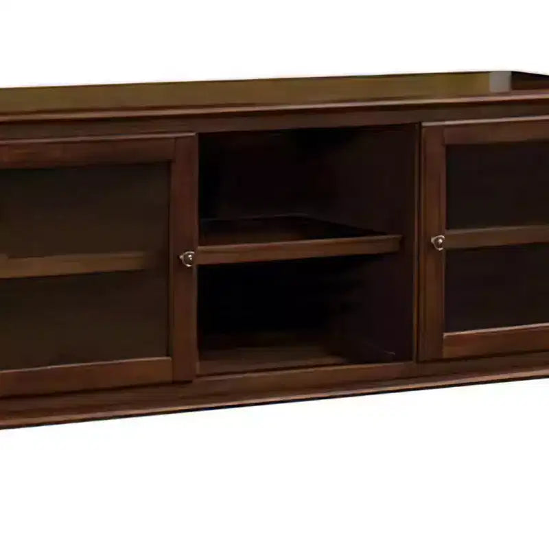Meuble TV Dita 58 po pour téléviseurs jusqu'à 59 po Noyer - Acme Furniture : Portes en verre, Compartiments ouverts, Aucun assemblage requis