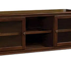 Meuble TV Dita 58 po pour téléviseurs jusqu'à 59 po Noyer - Acme Furniture : Portes en verre, Compartiments ouverts, Aucun assemblage requis