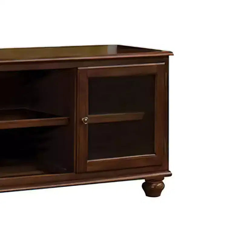Meuble TV Dita 58 po pour téléviseurs jusqu'à 59 po Noyer - Acme Furniture : Portes en verre, Compartiments ouverts, Aucun assemblage requis