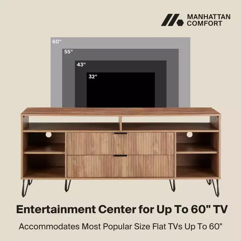 Meuble TV Dumbo Manhattan Comfort de 63 po pour téléviseurs jusqu'à 60 po, brun doré