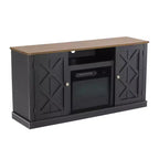 Meuble TV et cheminée électrique pour téléviseurs jusqu'à 60 po Gris - Essentiels pour la maison : Composite de bois MDF, Quincaillerie en nickel