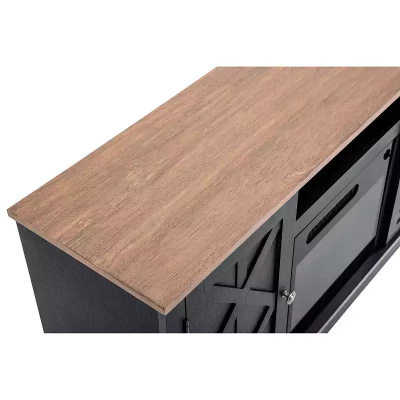 Meuble TV et cheminée électrique pour téléviseurs jusqu'à 60 po Gris - Essentiels pour la maison : Composite de bois MDF, Quincaillerie en nickel