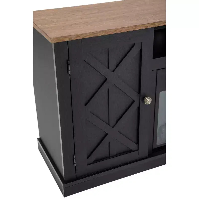 Meuble TV et cheminée électrique pour téléviseurs jusqu'à 60 po Gris - Essentiels pour la maison : Composite de bois MDF, Quincaillerie en nickel