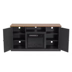 Meuble TV et cheminée électrique pour téléviseurs jusqu'à 60 po Gris - Essentiels pour la maison : Composite de bois MDF, Quincaillerie en nickel