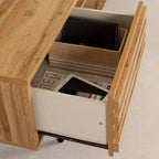 Meuble télé Mezzy de South Shore pour téléviseurs jusqu'à 75", chêne nordique : console média moderne avec rangement, panneaux de particules stratifiés