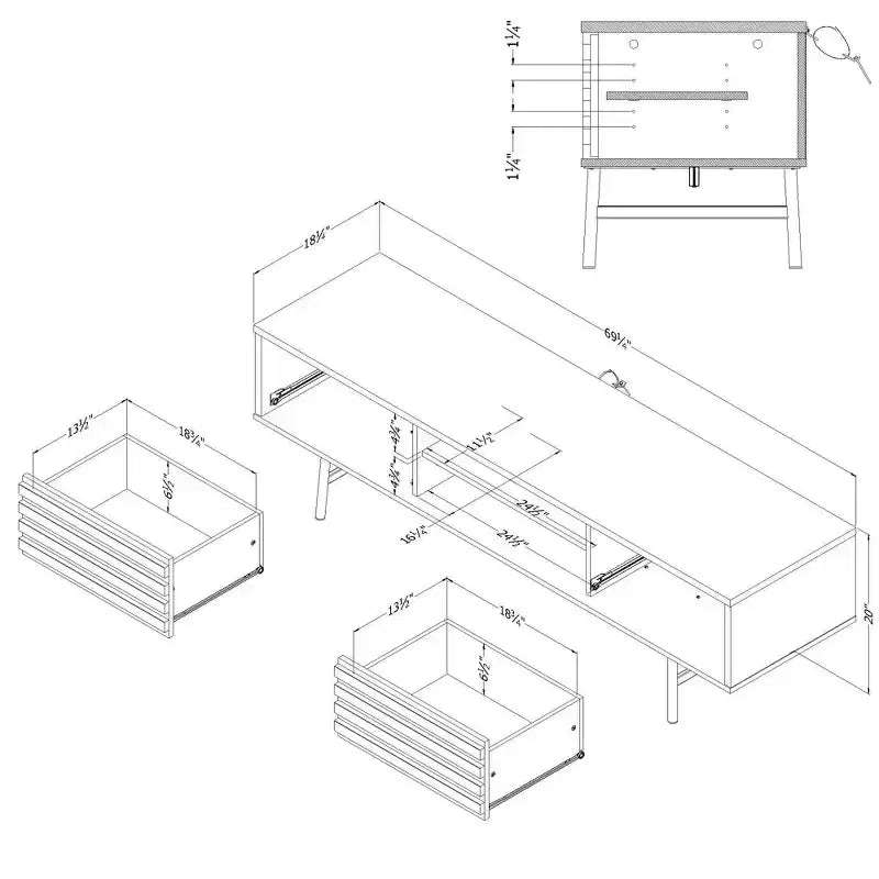 Meuble télé Mezzy de South Shore pour téléviseurs jusqu'à 75", chêne nordique : console média moderne avec rangement, panneaux de particules stratifiés