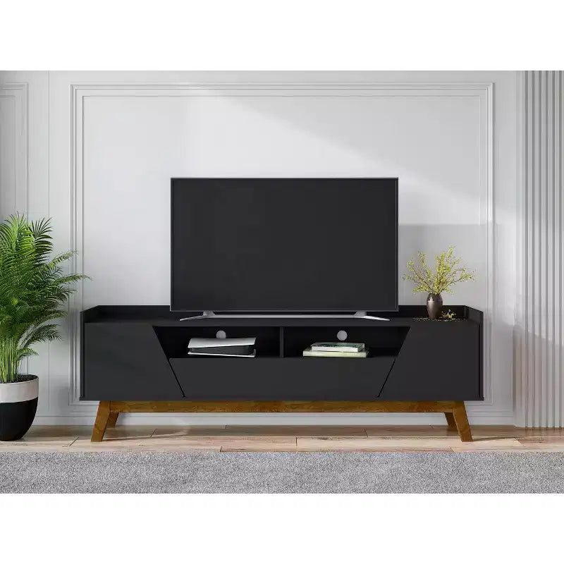 Meuble TV Marcus Mid-Century Modern 4 étagères pour téléviseurs jusqu'à 70 po, gestion des câbles - Manhattan Comfort