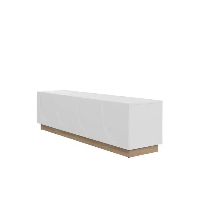 Meuble TV Nexera Nauraa pour téléviseurs jusqu'à 80", Blanc : Console moderne avec étagères réglables et gestion des câbles