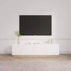 Meuble TV Nexera Nauraa pour téléviseurs jusqu'à 80", Blanc : Console moderne avec étagères réglables et gestion des câbles