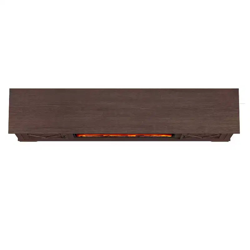 Meuble TV de ferme de 78 po pour téléviseurs jusqu'à 80 po avec foyer électrique brun - Festivo : Console multimédia, Rangement en MDF
