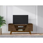 Meuble TV 4 étagères Marcus Mid-Century Modern pour téléviseurs jusqu'à 55" marron rustique - Manhattan Comfort