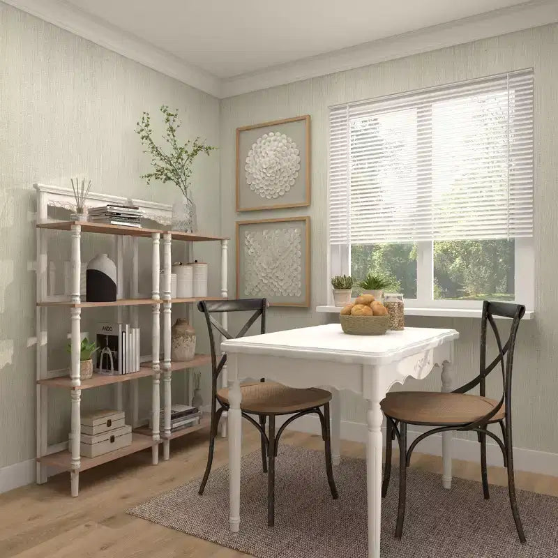 Étagère en pin style ferme blanche - Olivia & May : Bibliothèque à 4 niveaux, Organisateur de rangement haut
