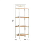 Étagère en pin style ferme blanche - Olivia & May : Bibliothèque à 4 niveaux, Organisateur de rangement haut