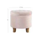 Pouffe de rangement rond capitonné en velours HomePop Rose fard à joues : repose-pieds rembourré, avec couvercle non articulé