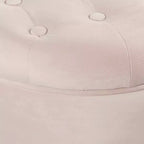 Pouffe de rangement rond capitonné en velours HomePop Rose fard à joues : repose-pieds rembourré, avec couvercle non articulé