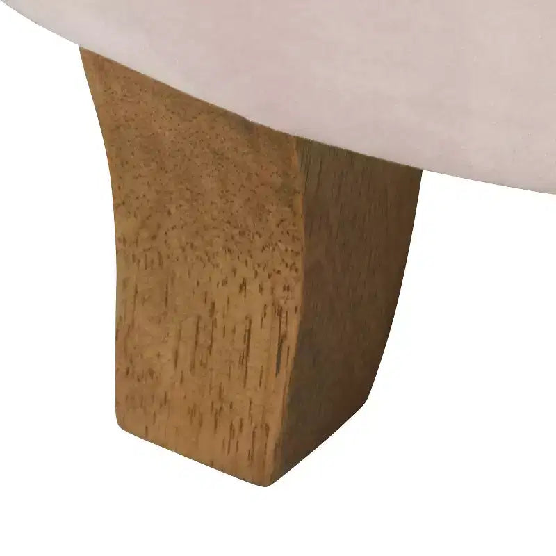 Pouffe de rangement rond capitonné en velours HomePop Rose fard à joues : repose-pieds rembourré, avec couvercle non articulé