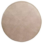 Pouffe de rangement rond en similicuir taupe - HomePop