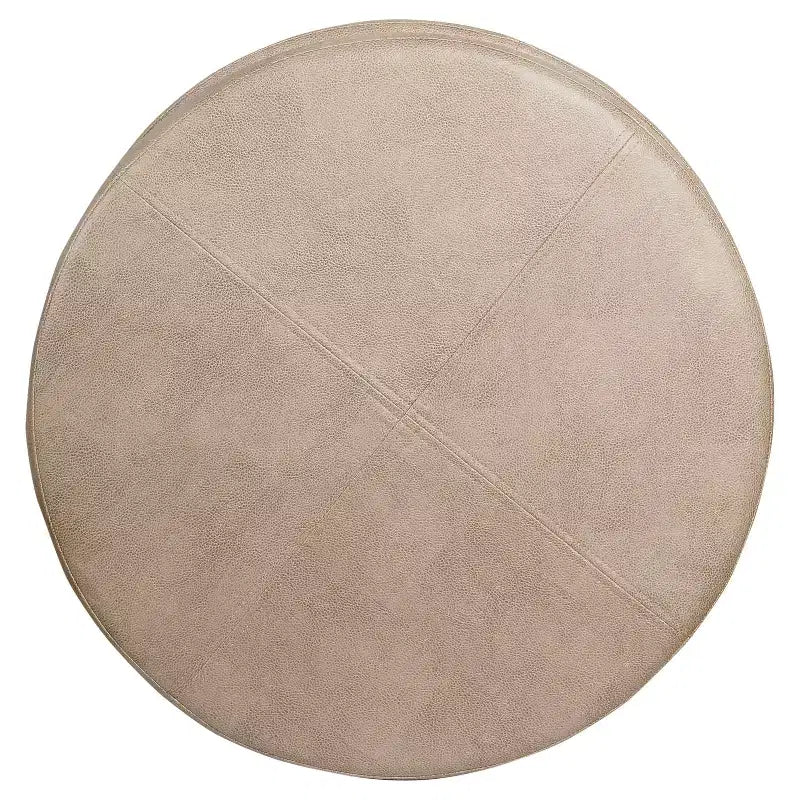 Pouffe de rangement rond en similicuir taupe - HomePop