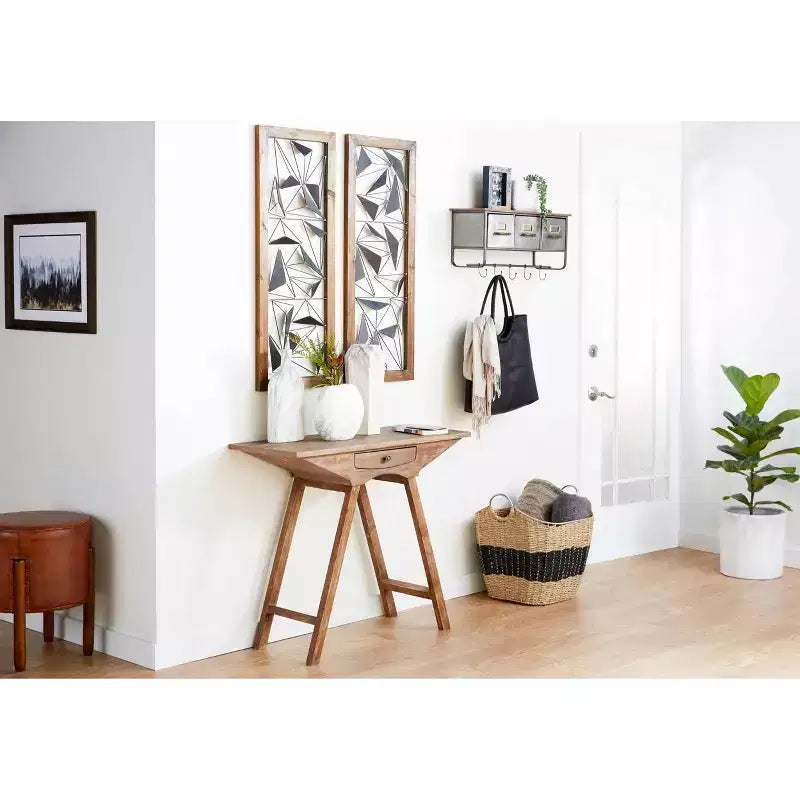 Traditional Leather Stool Brown - Olivia & May: Round Wood Frame, No Assembly, Spot Clean