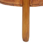 Tabouret en cuir traditionnel marron - Olivia & May : Cadre rond en bois, aucun assemblage, nettoyer les taches.