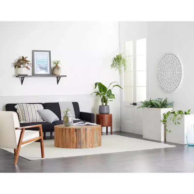 Tabouret en cuir traditionnel marron - Olivia & May : Cadre rond en bois, aucun assemblage, nettoyer les taches.