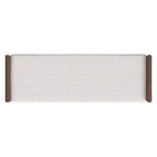 Banc HomePop en bouclette rembourré avec base en bois crème : finition noyer mi-clair, forme rectangulaire, revêtement en polyester