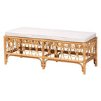 Banc en rotin Ibiza bali & pari blanc/miel clair : Fait main, coussin moelleux, aucun assemblage requis