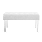 Banc rembourré en lin touffeté Ella Glam 89 cm avec pieds en acrylique argentés - Linon : Pouf moelleux, Siège de chambre à coucher