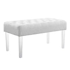 Banc rembourré en lin touffeté Ella Glam 89 cm avec pieds en acrylique argentés - Linon : Pouf moelleux, Siège de chambre à coucher