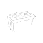 Banc rembourré en lin touffeté Ella Glam 89 cm avec pieds en acrylique argentés - Linon : Pouf moelleux, Siège de chambre à coucher