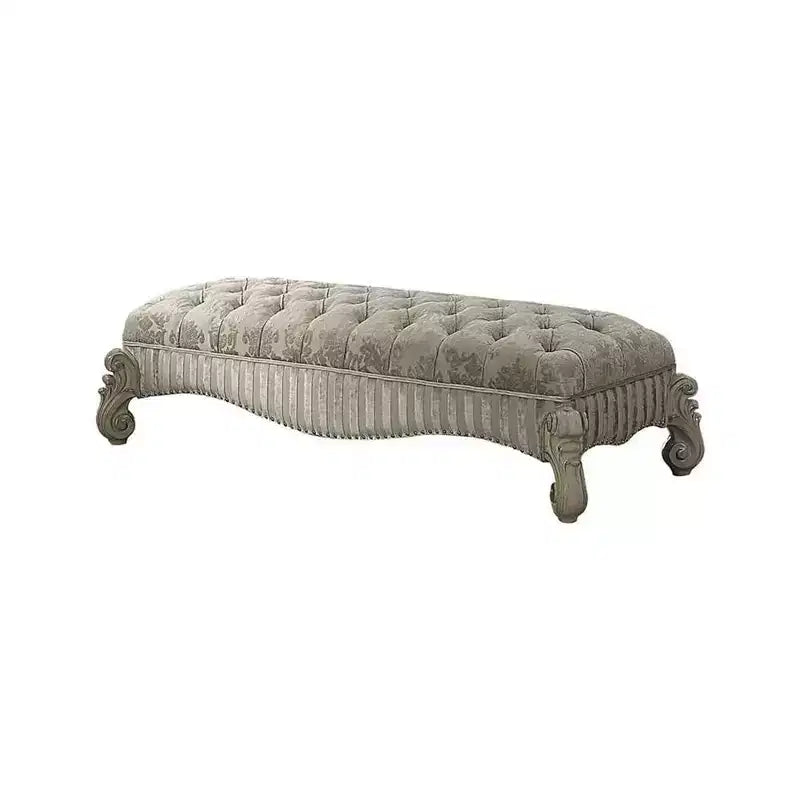 65" Versailes Fabric Bench Ivory/Bone White - Acme Furniture