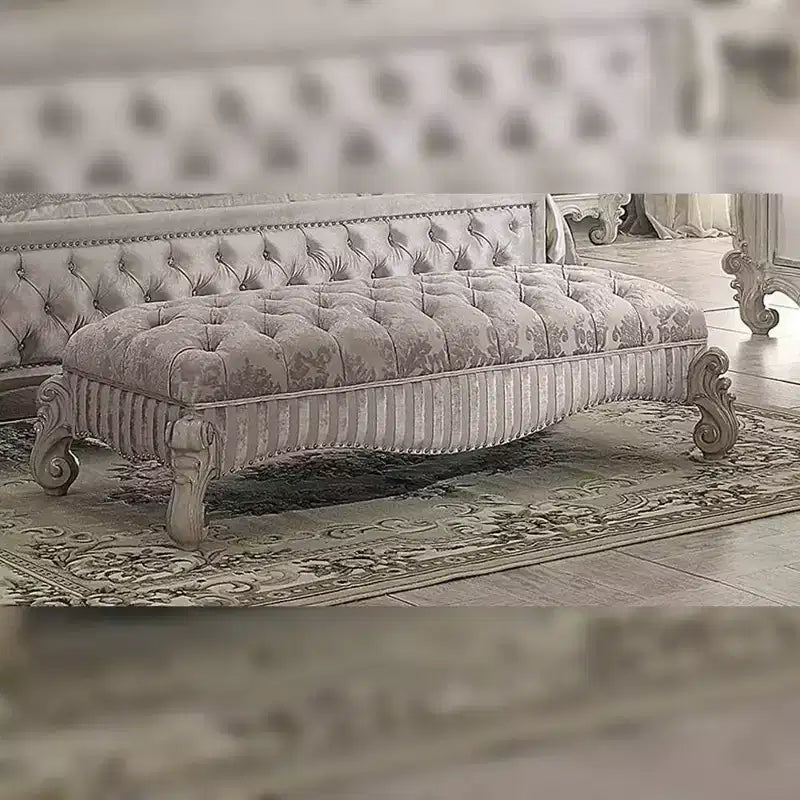 Banc en tissu 65" Versailes Ivoire/Blanc cassé - Acme Furniture