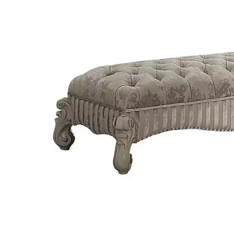 Banc en tissu 65" Versailes Ivoire/Blanc cassé - Acme Furniture